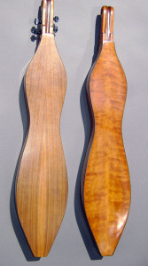 Dulcimer backs, 2005: walnut (left), cherry